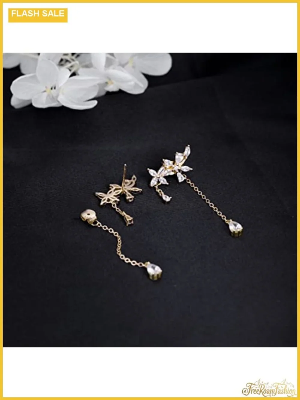 Sterling Silver Dainty CZ Flower Wrap Dangle Earrings for Women Bridal Wedding
